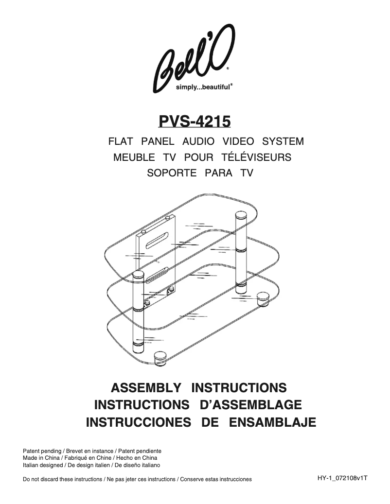 Page 1 of the manual User Manual Bell'O PVS-4215HG