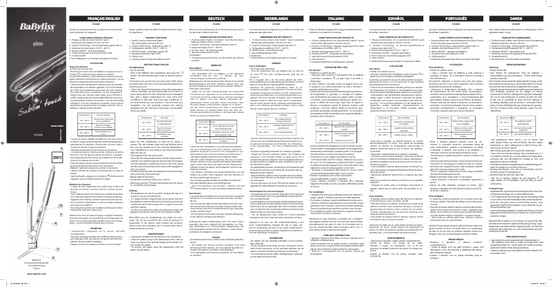 Page 1 of the manual User Manual BaByliss ST226E
