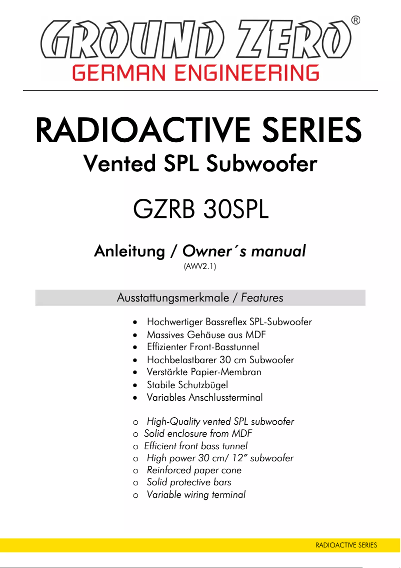 First page image of the manual for GZRB 30SPL