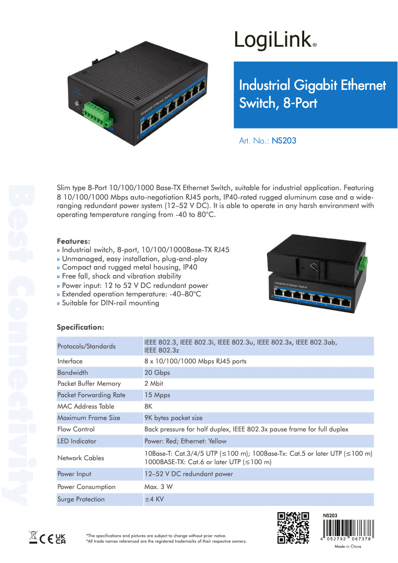 Page 1 de la notice Manuel utilisateur LogiLink NS203