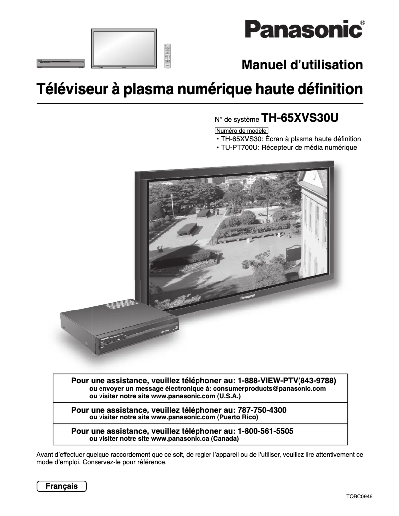 Page 1 of the manual User Manual Panasonic TU-PT700U