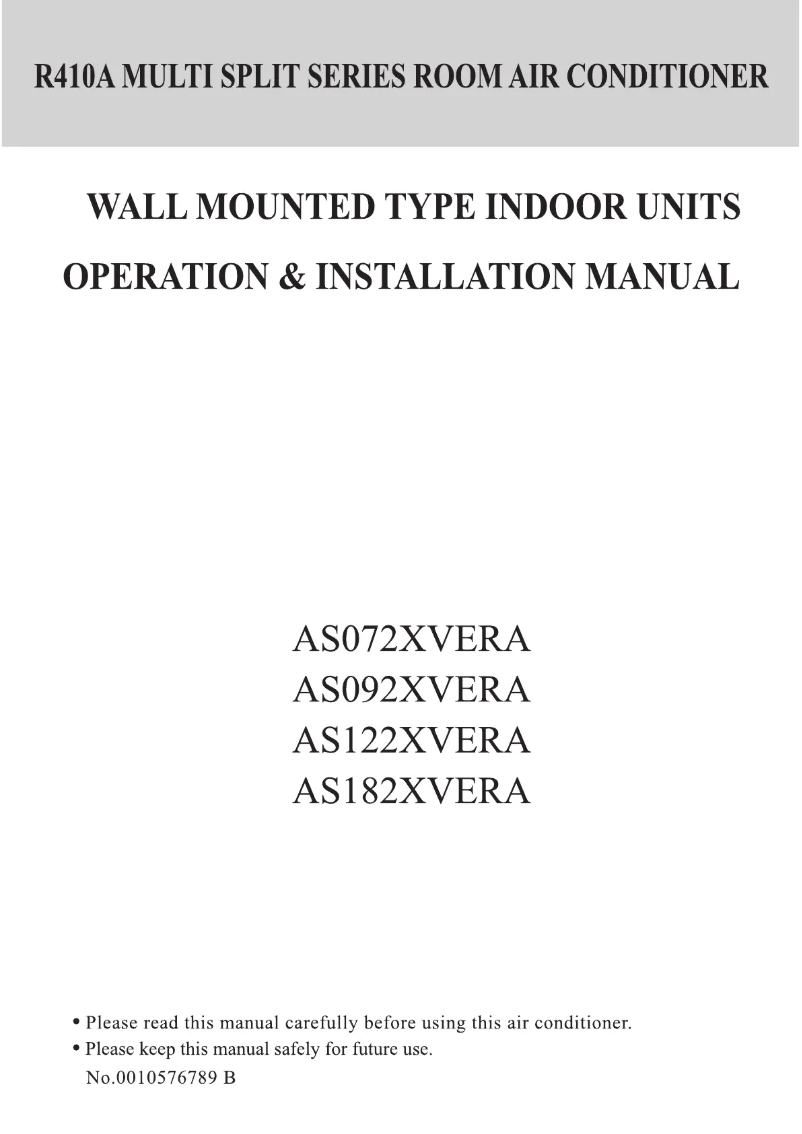 First page image of the manual for AS182XVERA