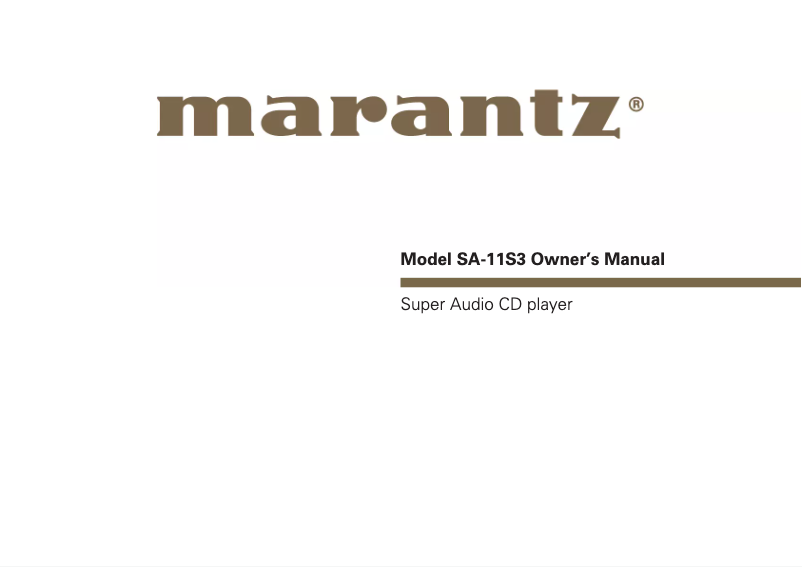 Page 1 of the manual User Manual Marantz SA-11S3