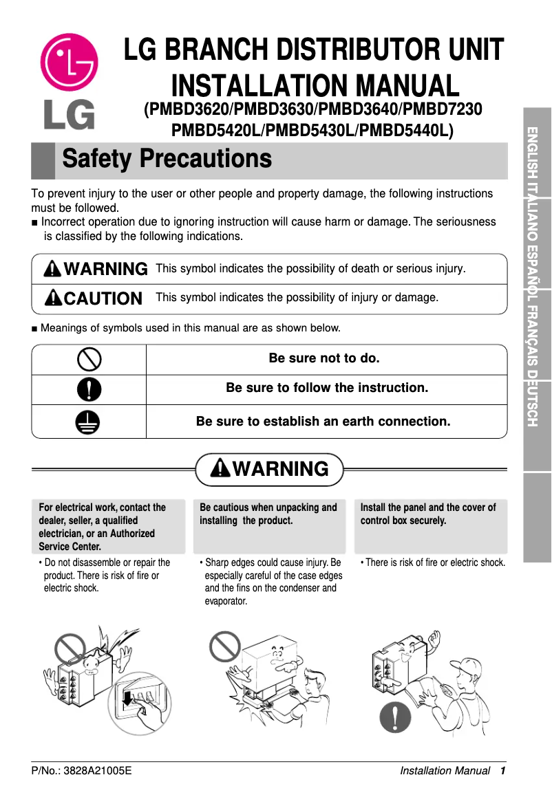 First page image of the manual for PMBD5420L