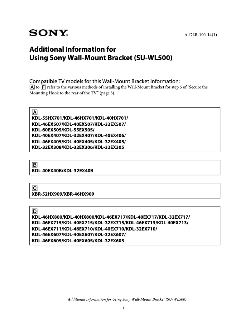 Page 1 of the manual Instruction Manual Sony KDL-32EX300