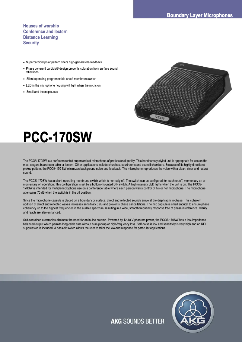 First page image of the manual for PCC-170SW