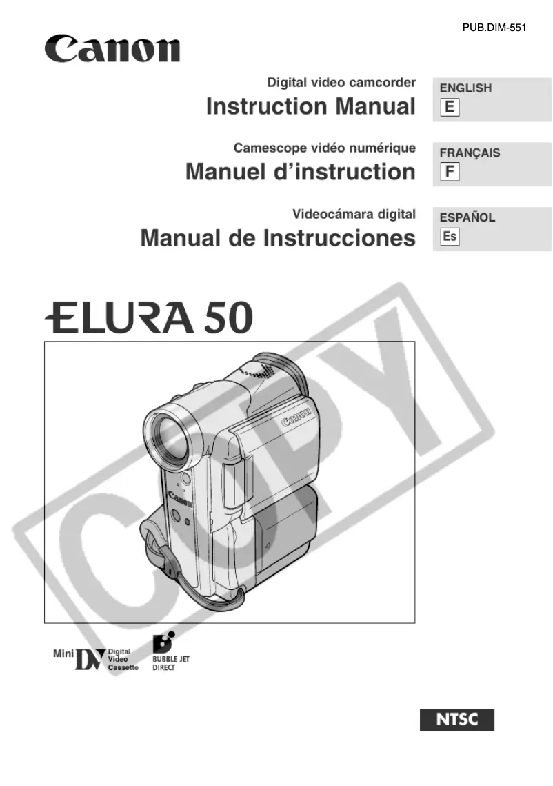 Page 1 of the manual User Manual Canon Elura 50