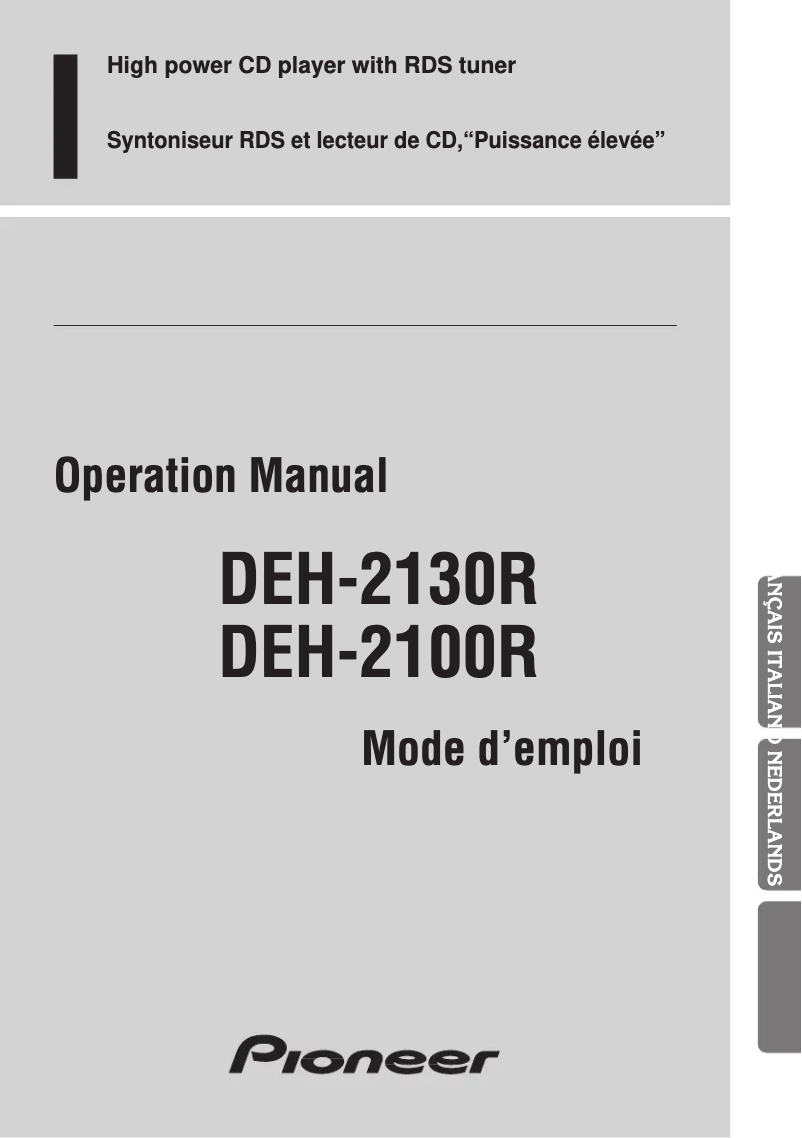 First page image of the manual for DEH-2100R