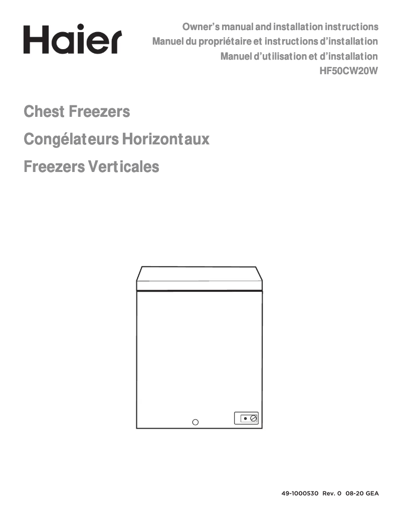First page image of the manual for HF50CW20W