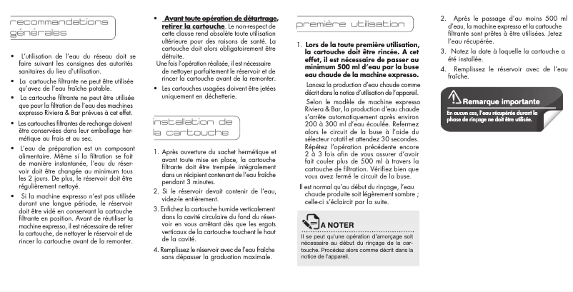 Page 1 of the manual User Manual Riviera & Bar BCE950