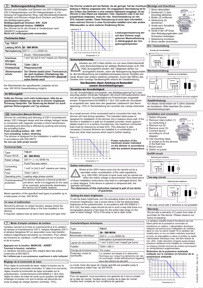 Page 1 of the manual User Manual Ehmann T39.01