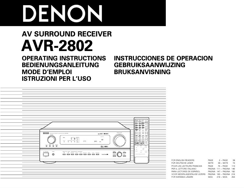 First page image of the manual for AVR-2802