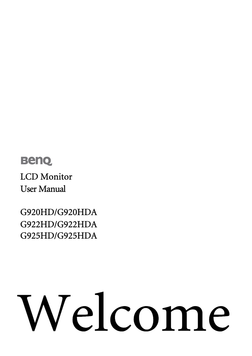 Page 1 de la notice Manuel utilisateur BenQ G922HDA