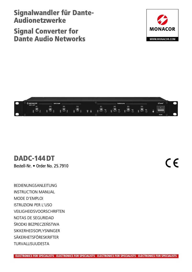 First page image of the manual for DADC-144DT
