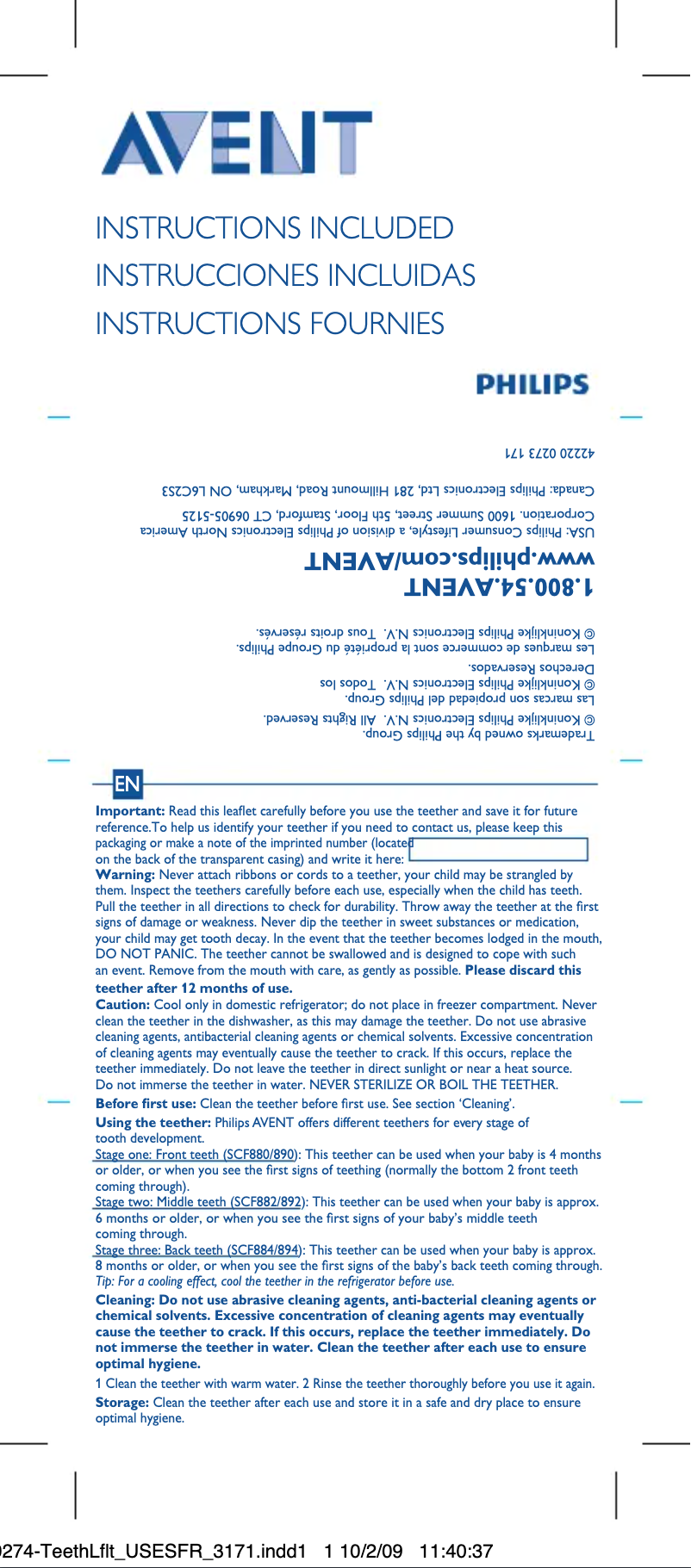 Page 1 of the manual User Manual Philips AVENT SCF882