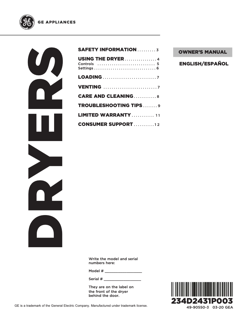 First page image of the manual for HTX24EASKWS