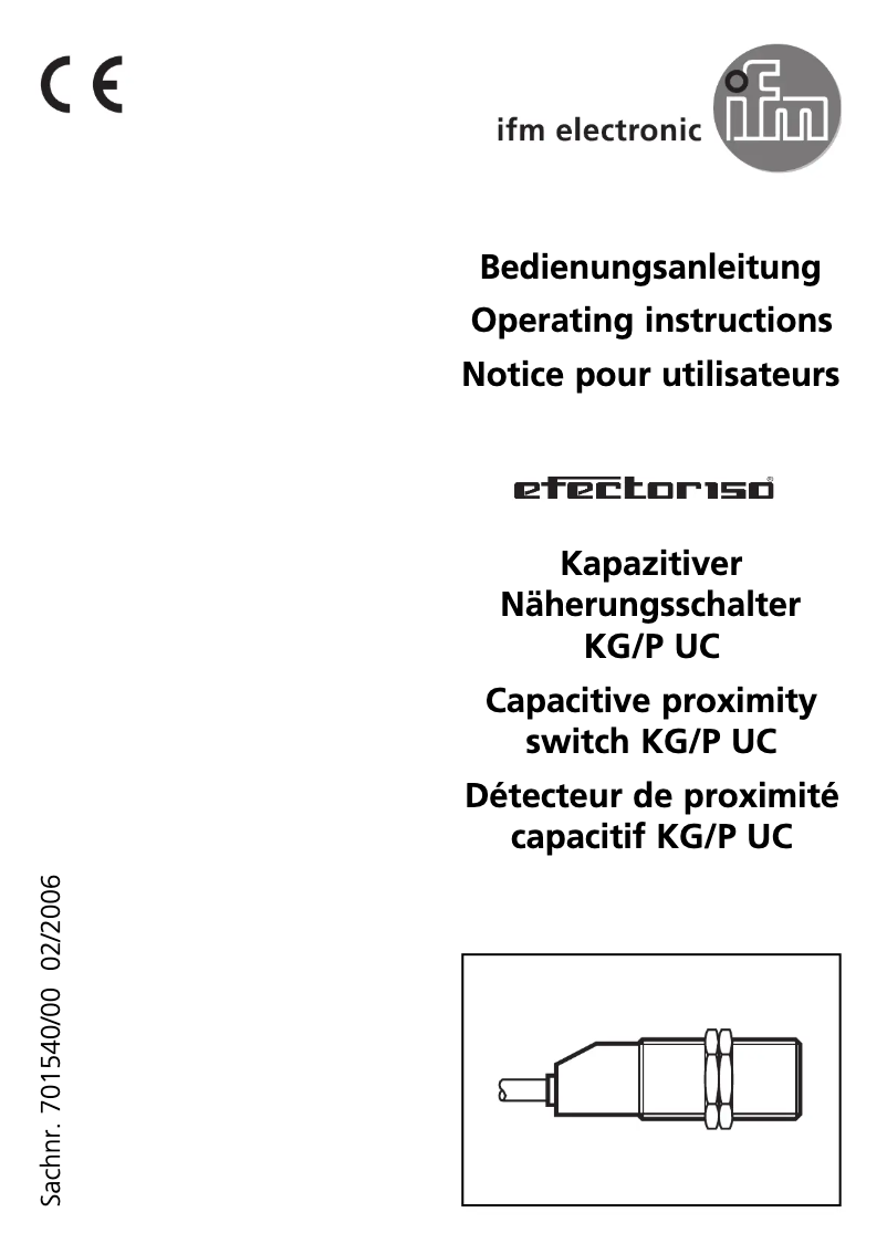 Page 1 of the manual User Manual IFM KG0006