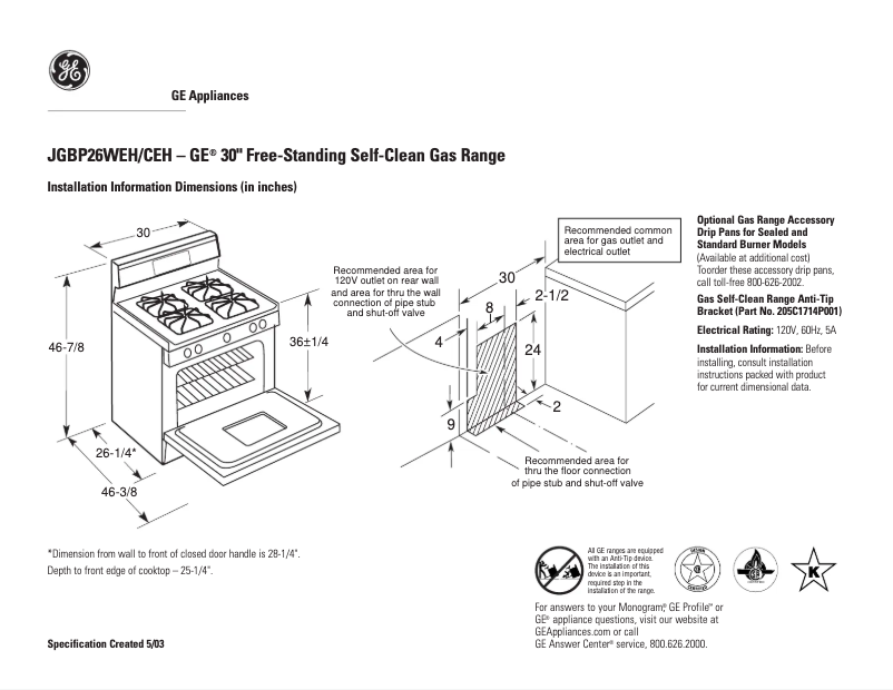 First page image of the manual for JGBP26CEHCC