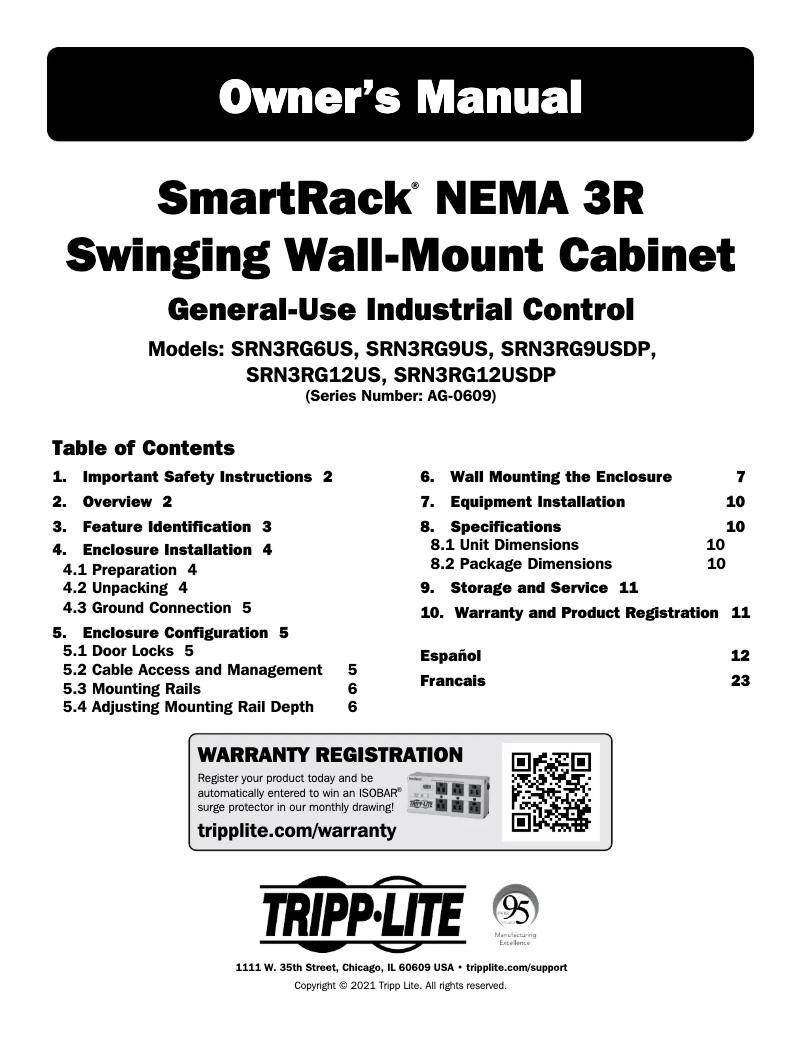 Page 1 of the manual User Manual Tripp Lite SRN3RG12US