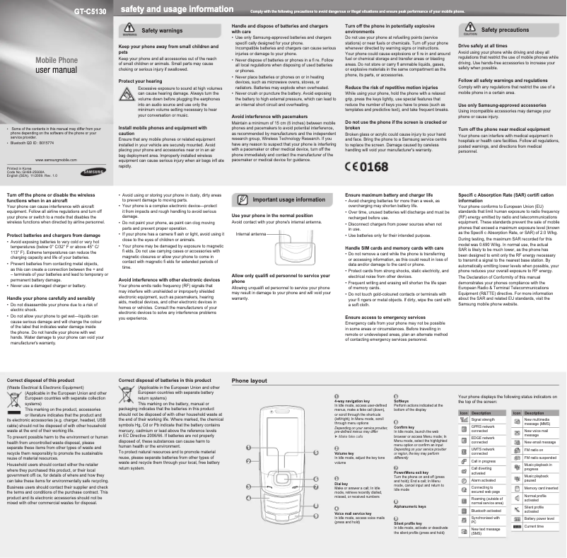 First page image of the manual for GT-C5130