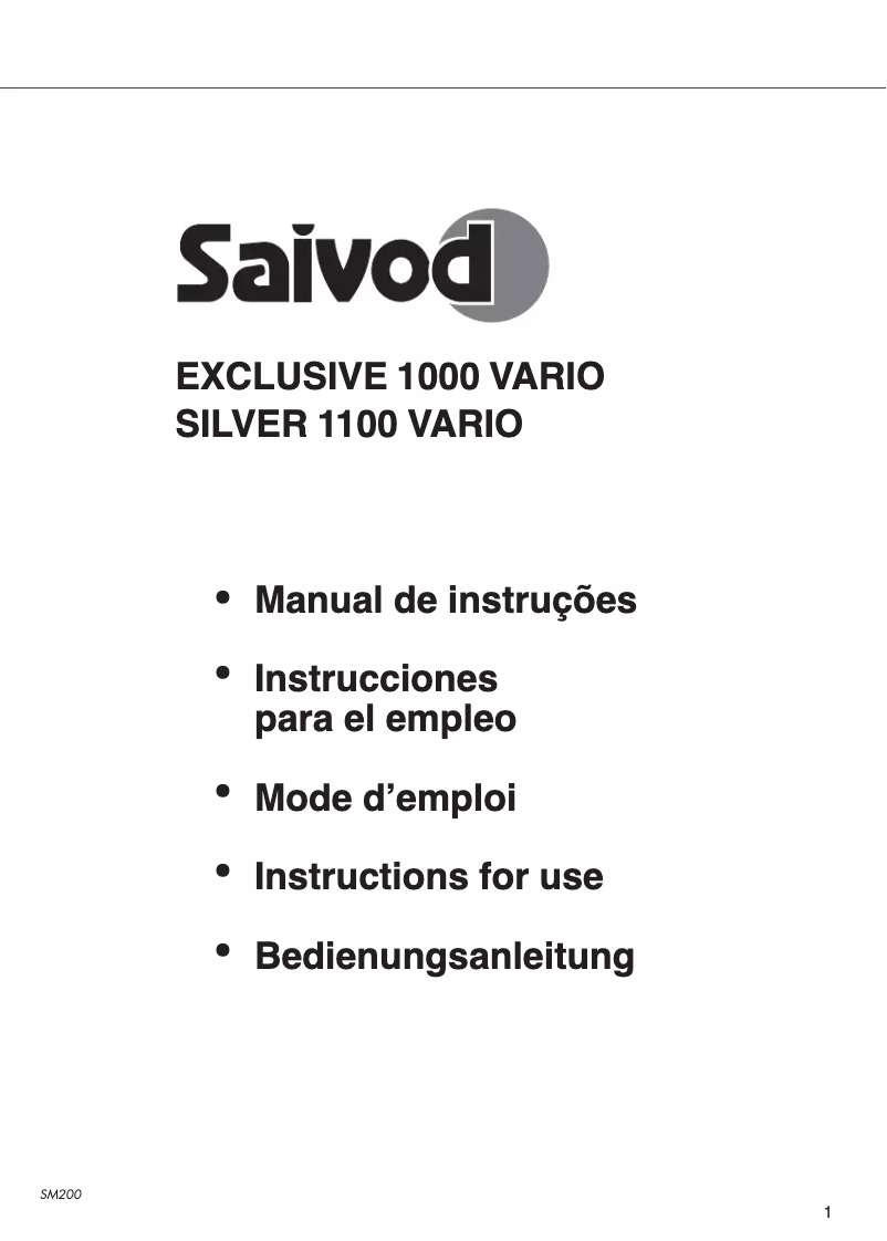 Page 1 of the manual User Manual Saivod Exclusive 1000 Vario