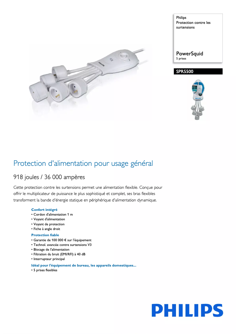 Page 1 of the manual Technical Sheet Philips SPR5500