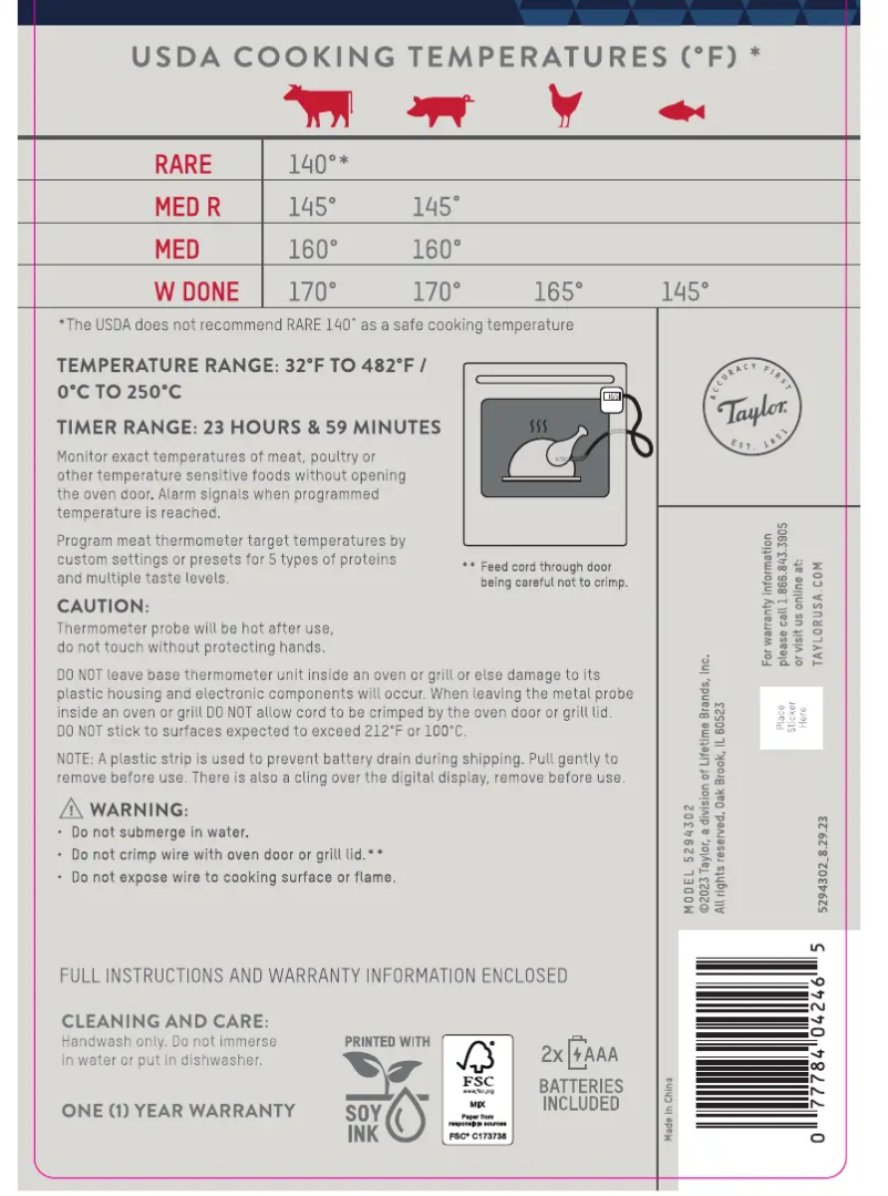 Page 1 of the manual User Manual Taylor 5294302