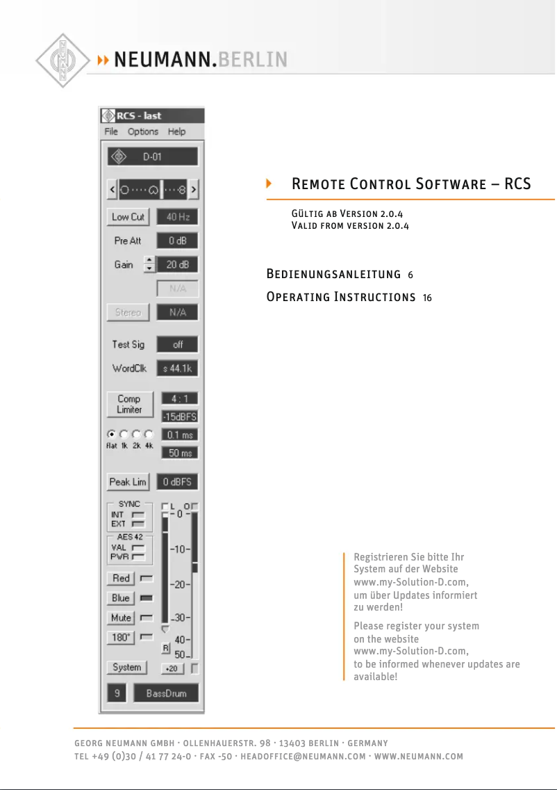 Page 1 de la notice Manuel utilisateur Neumann KK 145