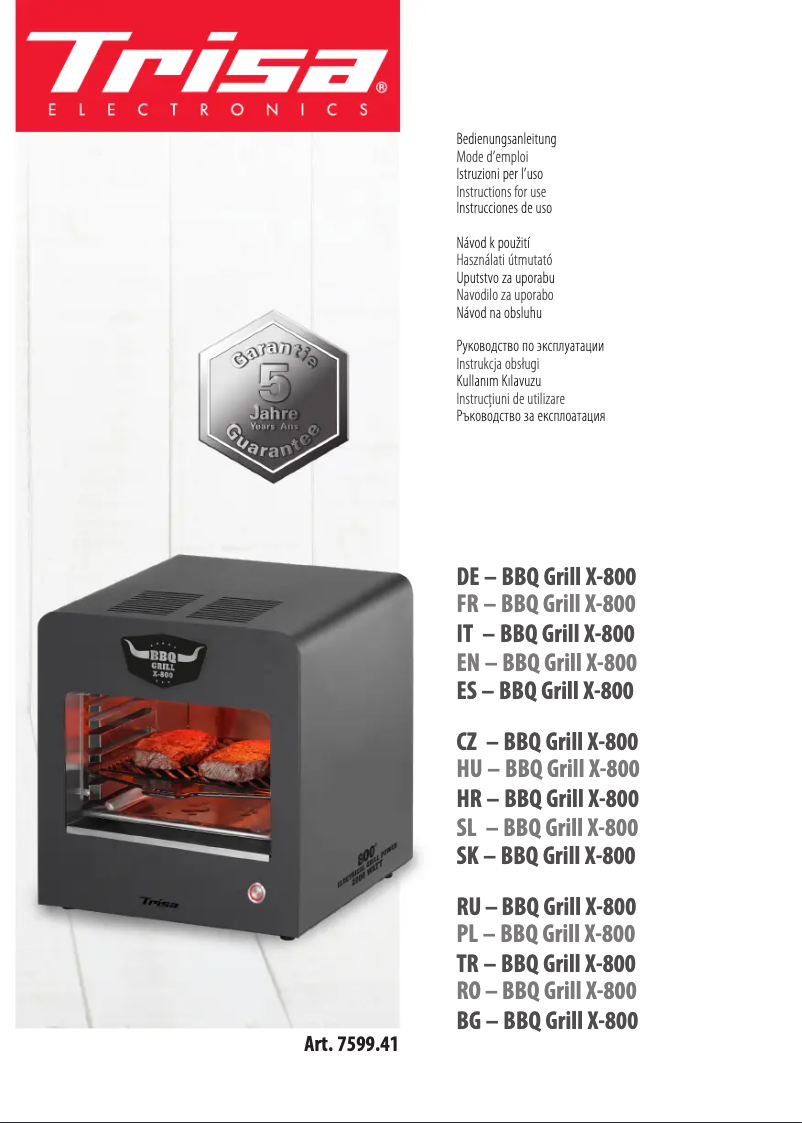 First page image of the manual for BBQ Grill X-800