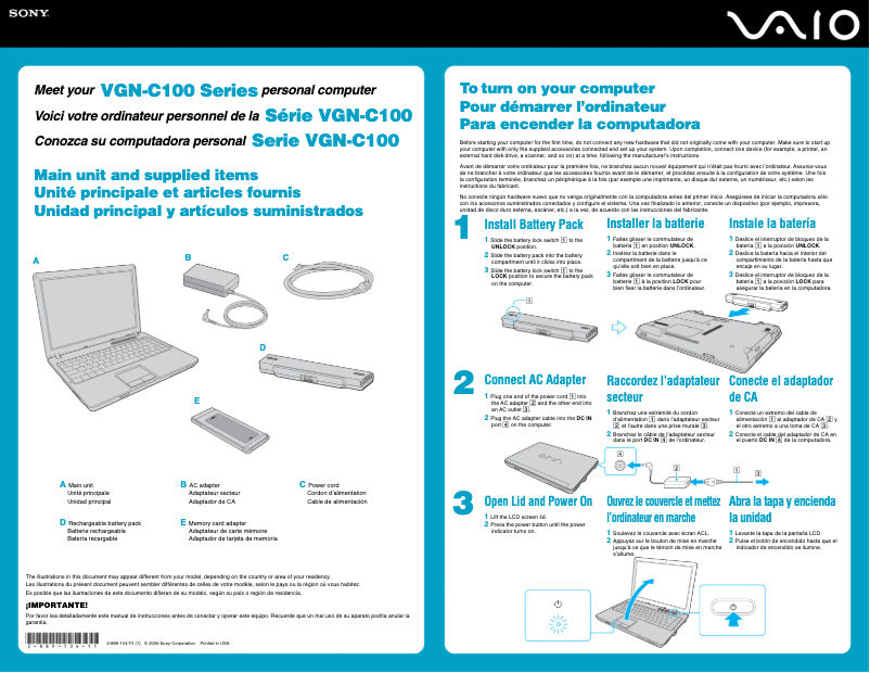 Page 1 of the manual User Manual Sony Vaio VGN-C140QG