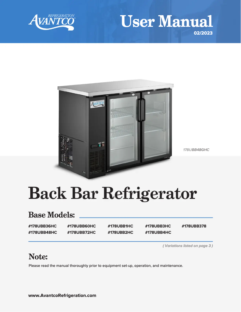 First page image of the manual for UBB-72-GT-G