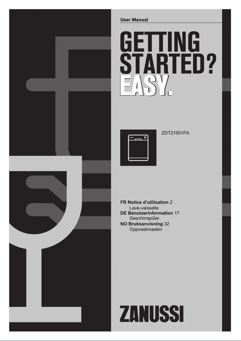 First page image of the manual for ZDT21001 FA