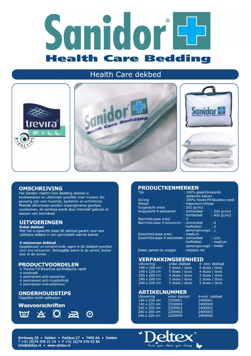 Page 1 of the manual User Manual Deltex Sanidor Health Care