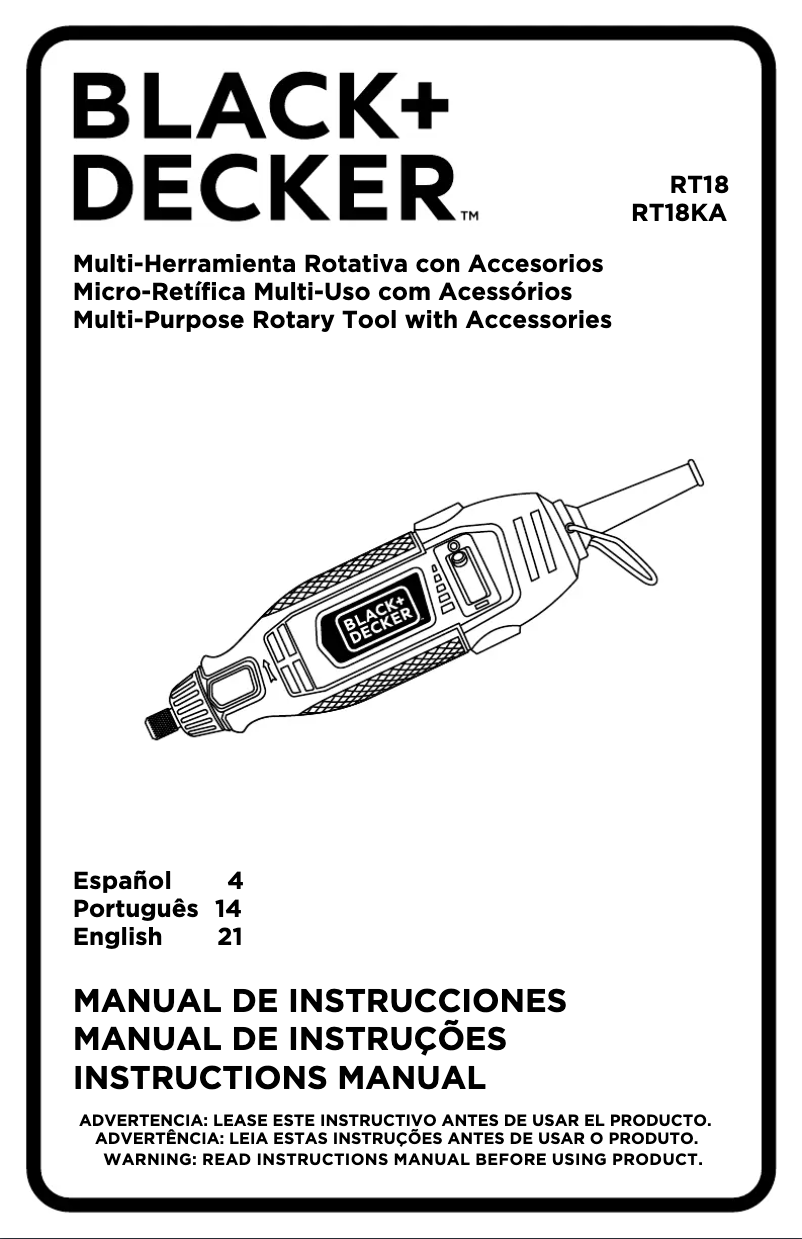 Page 1 of the manual User Manual Black & Decker RT18