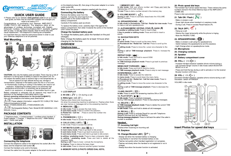 First page image of the manual for AmpliDECT 295 Photo
