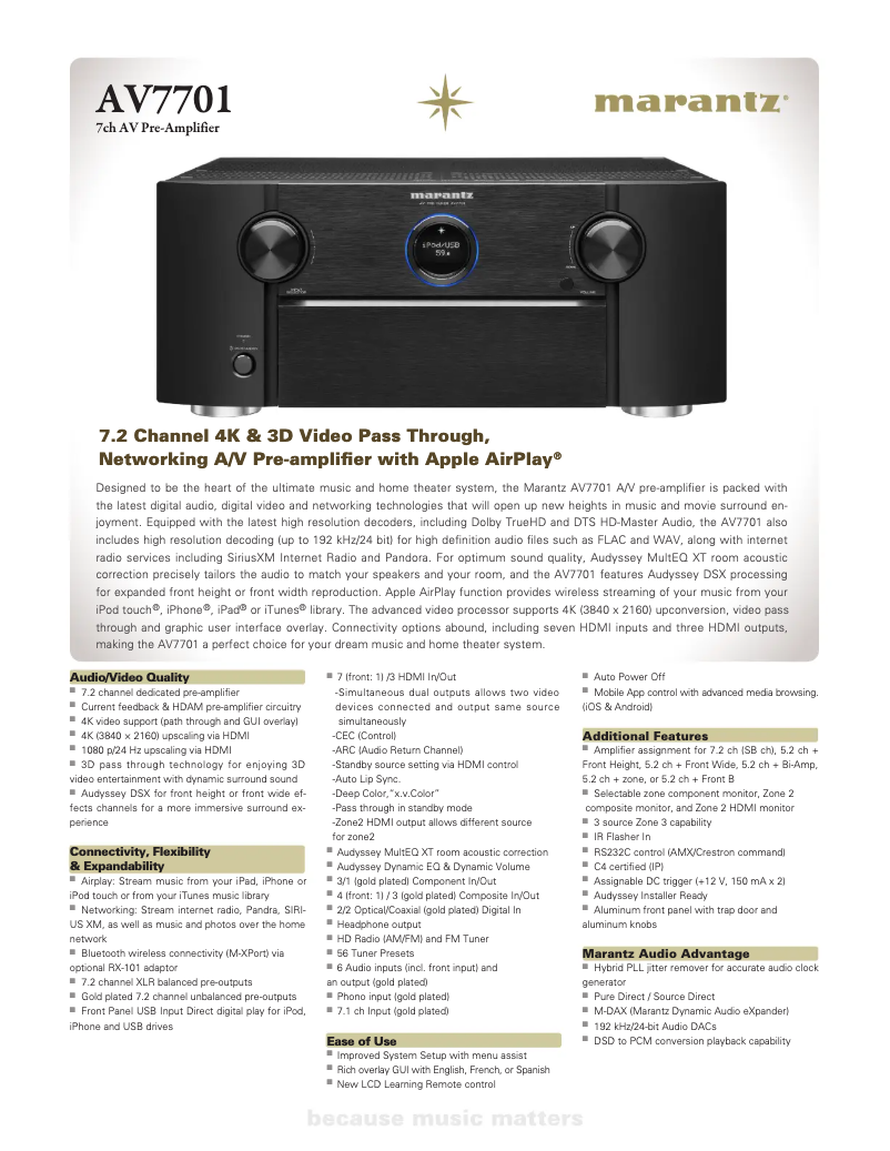 First page image of the manual for AV7701