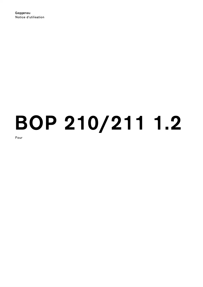 First page image of the manual for BOP211132