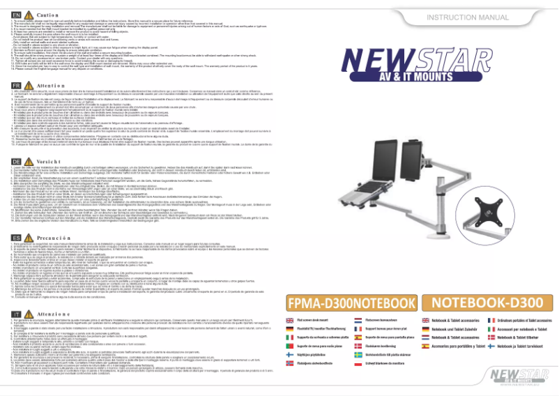 Page 1 of the manual User Manual Newstar FPMA-D300NOTEBOOK