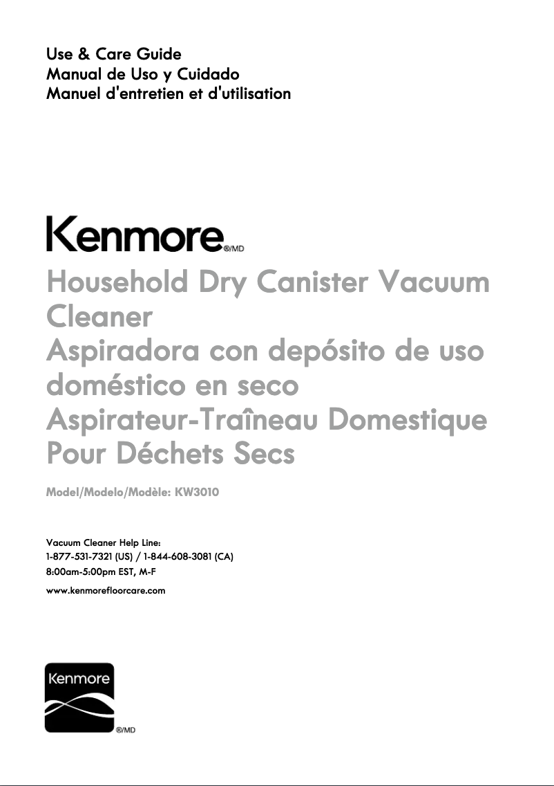 Page 1 of the manual User Manual Kenmore KW3010