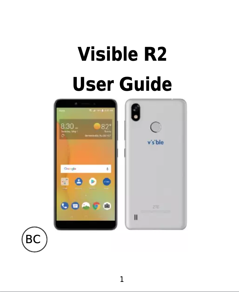 First page image of the manual for Visible R2