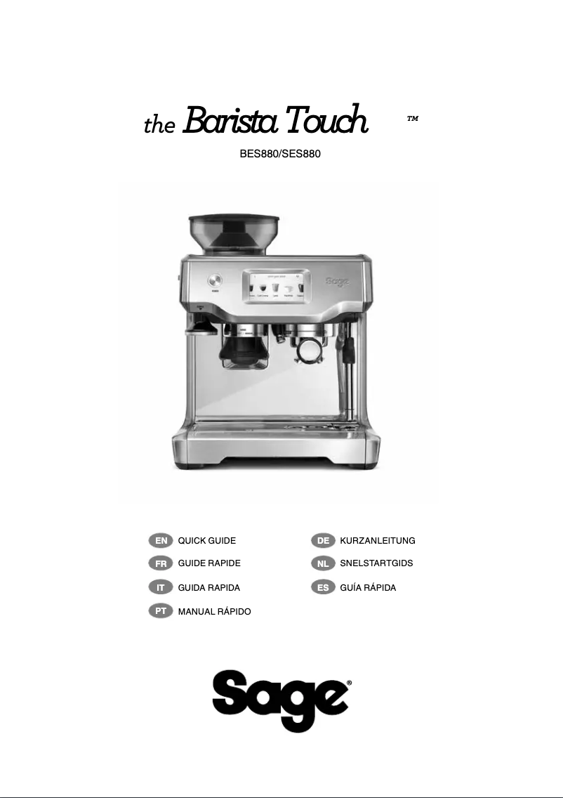 First page image of the manual for the Barista Touch BES880