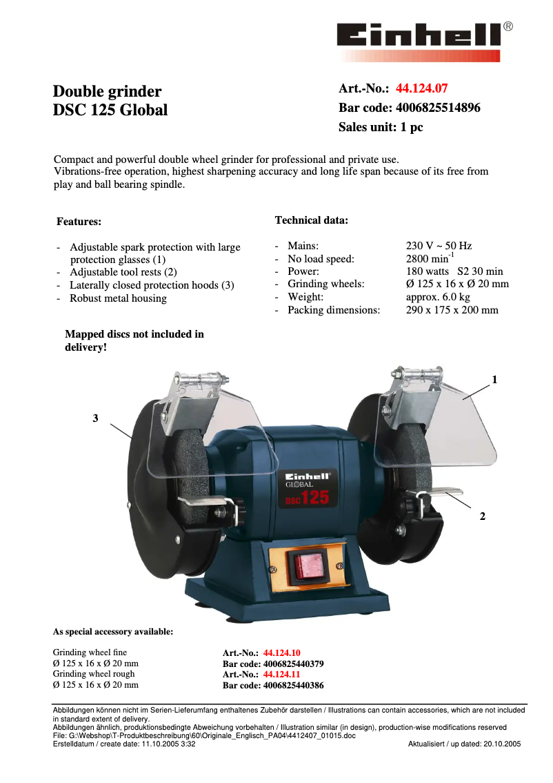 First page image of the manual for DSC 125-m