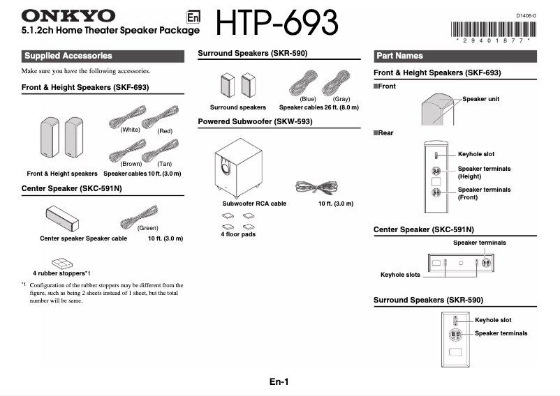 Page 1 of the manual User Manual Onkyo HT-S7700