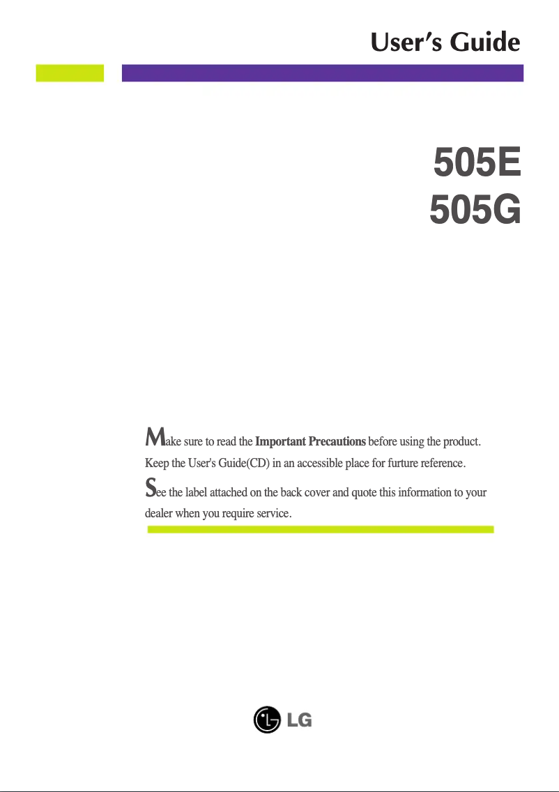 Page 1 of the manual User Manual LG 505E