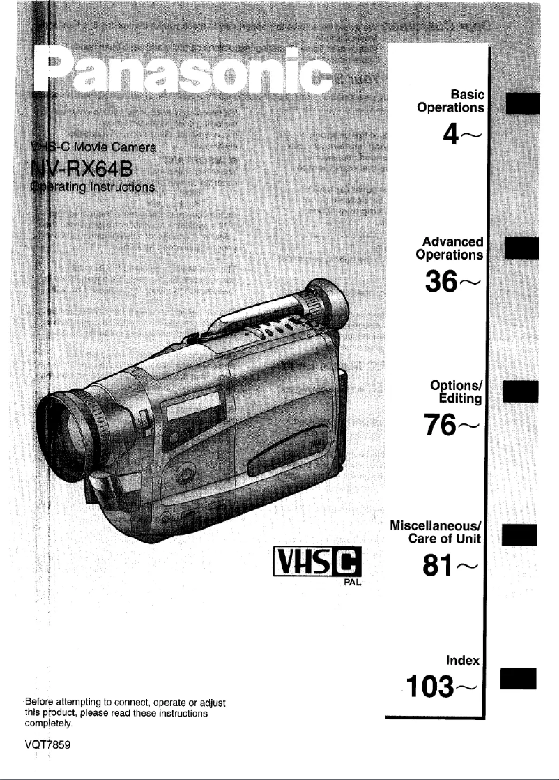 First page image of the manual for NV-RX64