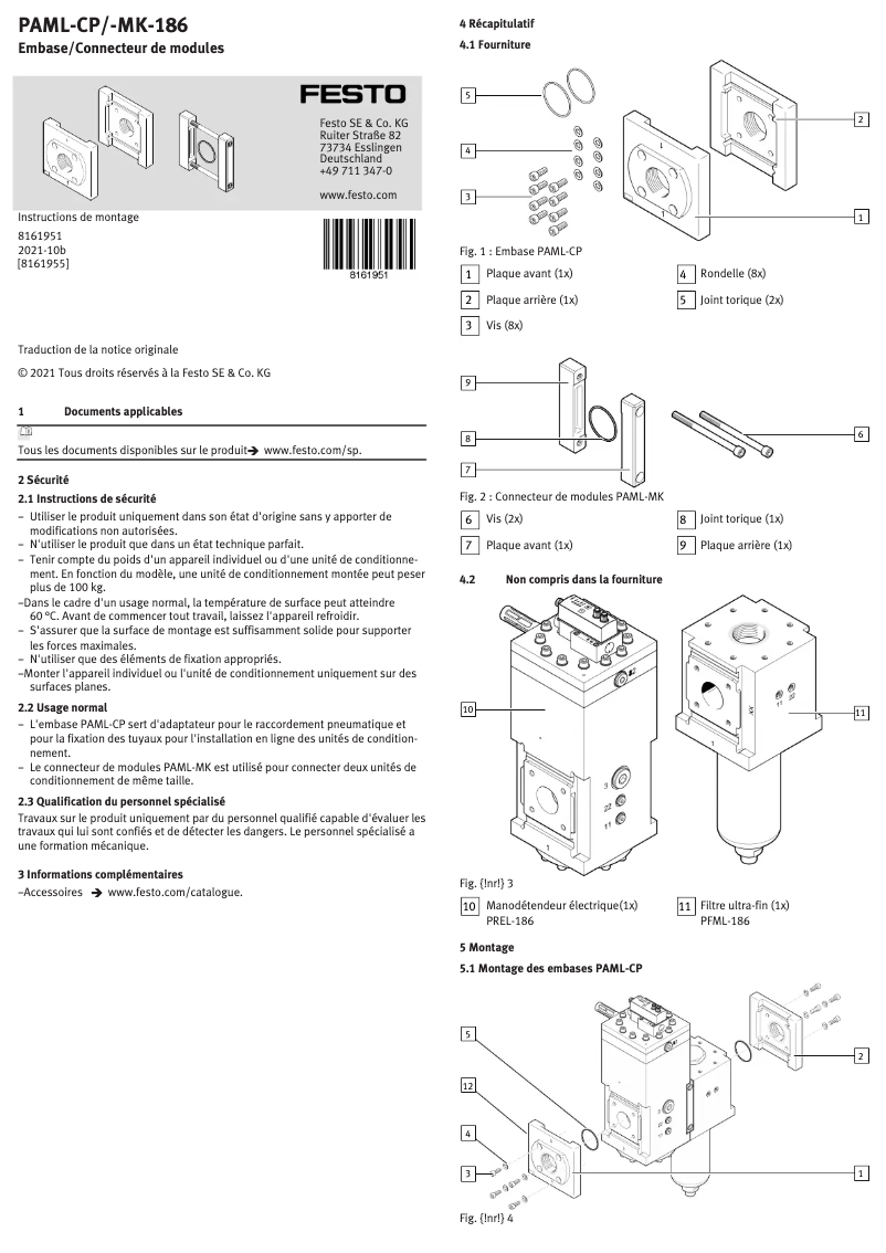Page 1 of the manual User Manual Festo PAML-CP-186-HP3-G2