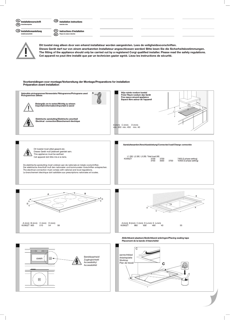Page 1 of the manual Installation Guide Etna KI390ZT
