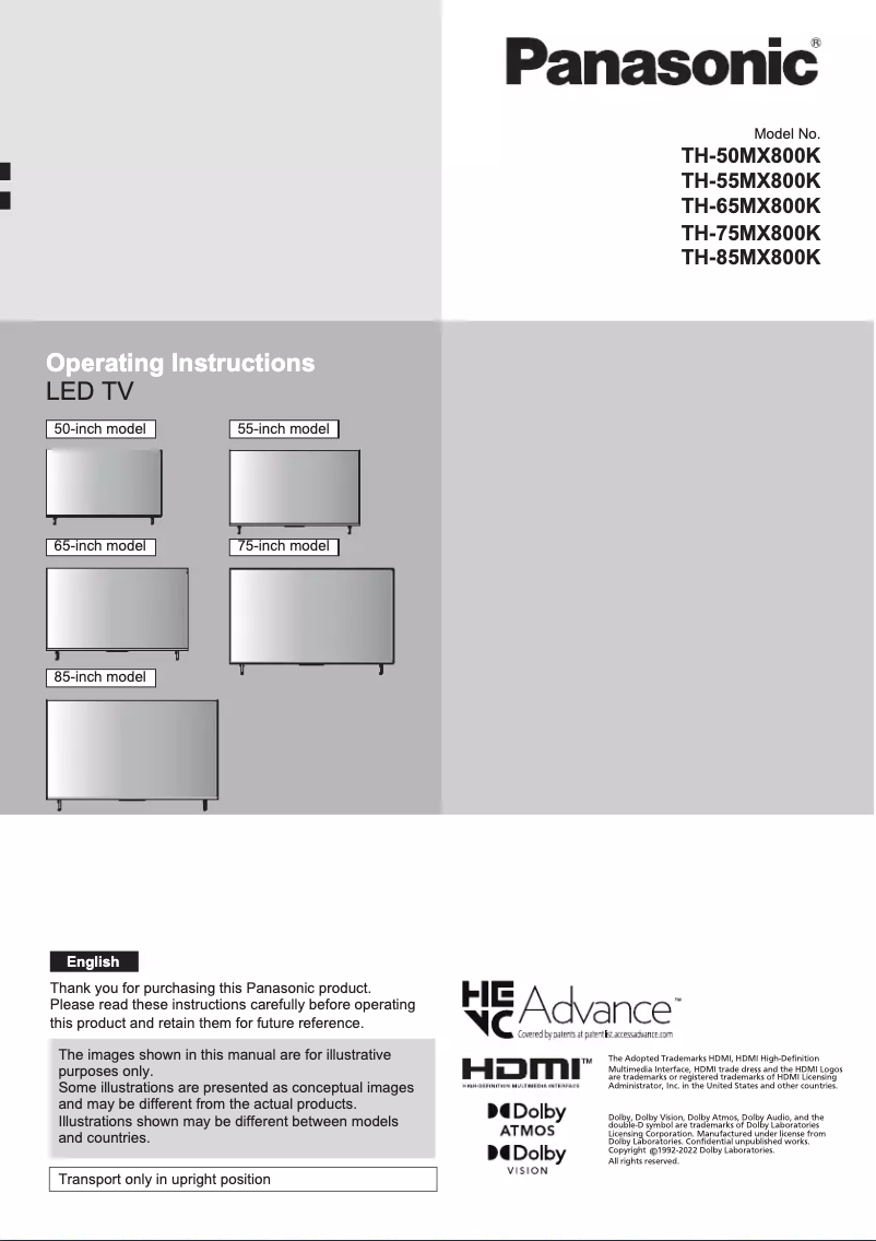 First page image of the manual for TH-55MX800K