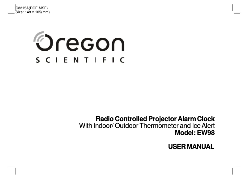 Page 1 of the manual User Manual Oregon Scientific EW98