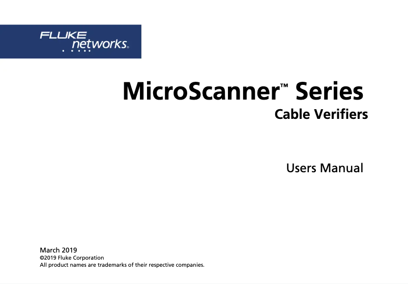 Page 1 of the manual User Manual Fluke MicroScanner Networks 2